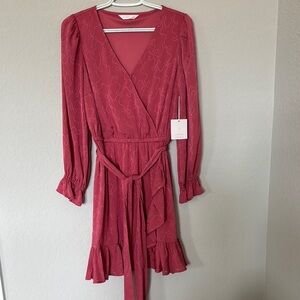 LC Lauren Conrad Pink Long Sleeve Wrap Dress